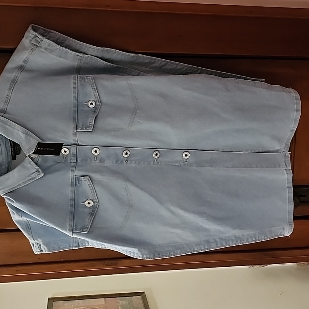 BRAND NEW...womens light blue denim vest. Matching pants avail for sell as well